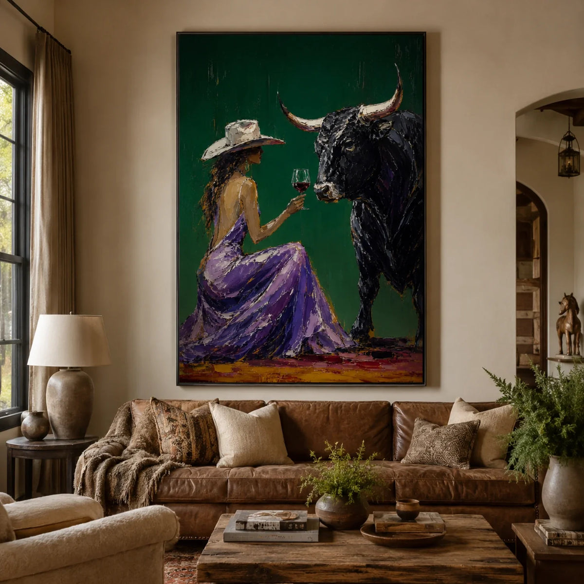 Bull & Wine Toast Pop Art Oil Painting