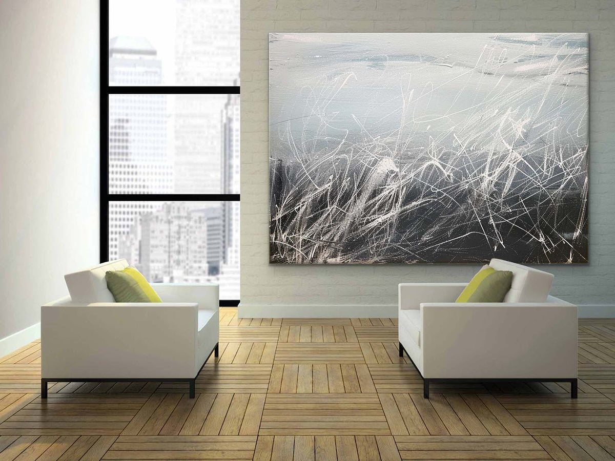 Abstract Textured Monochrome Strokes Oil Painting