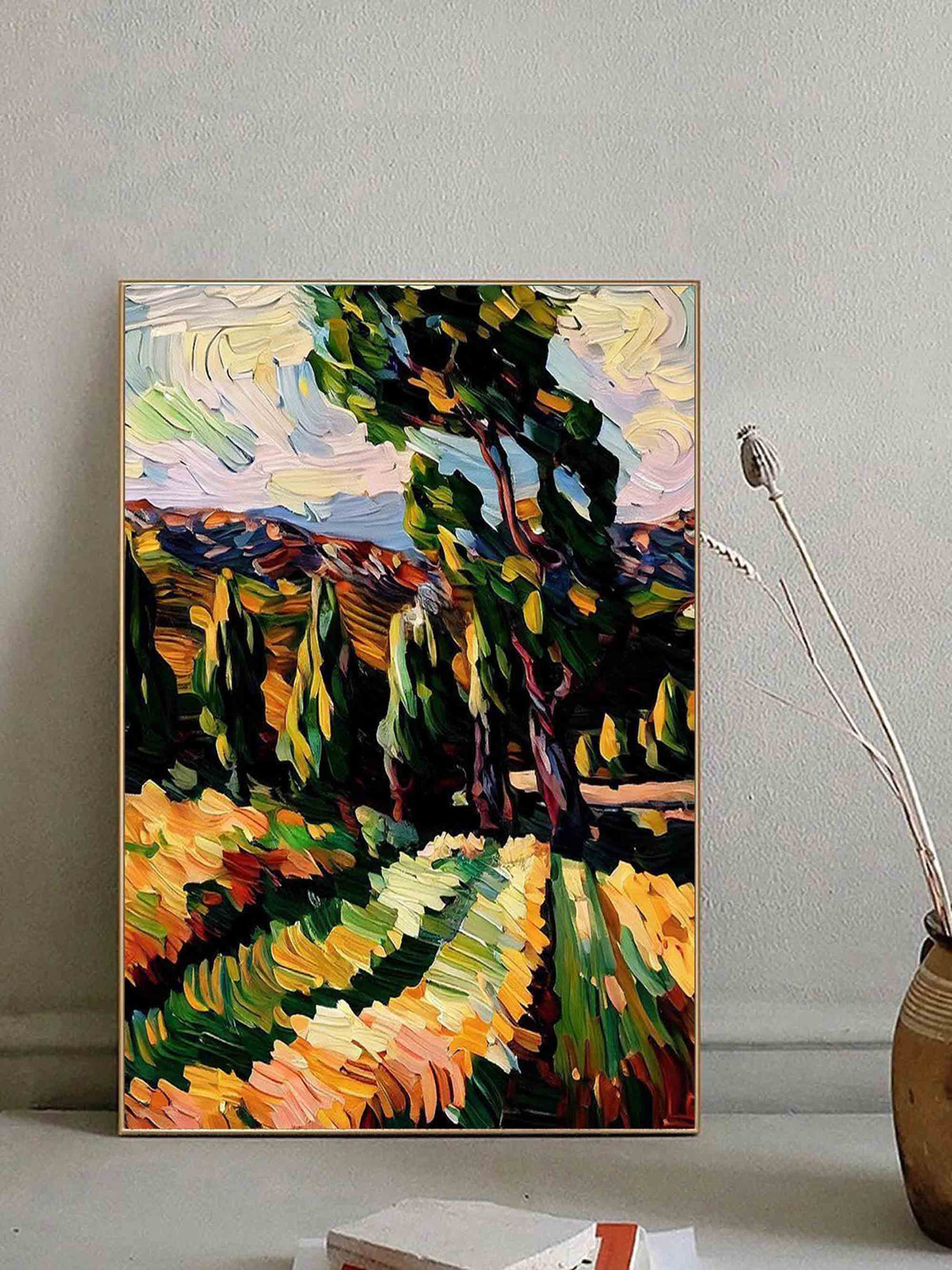 Impasto Painting Vibrant Countryside Scenery Painting