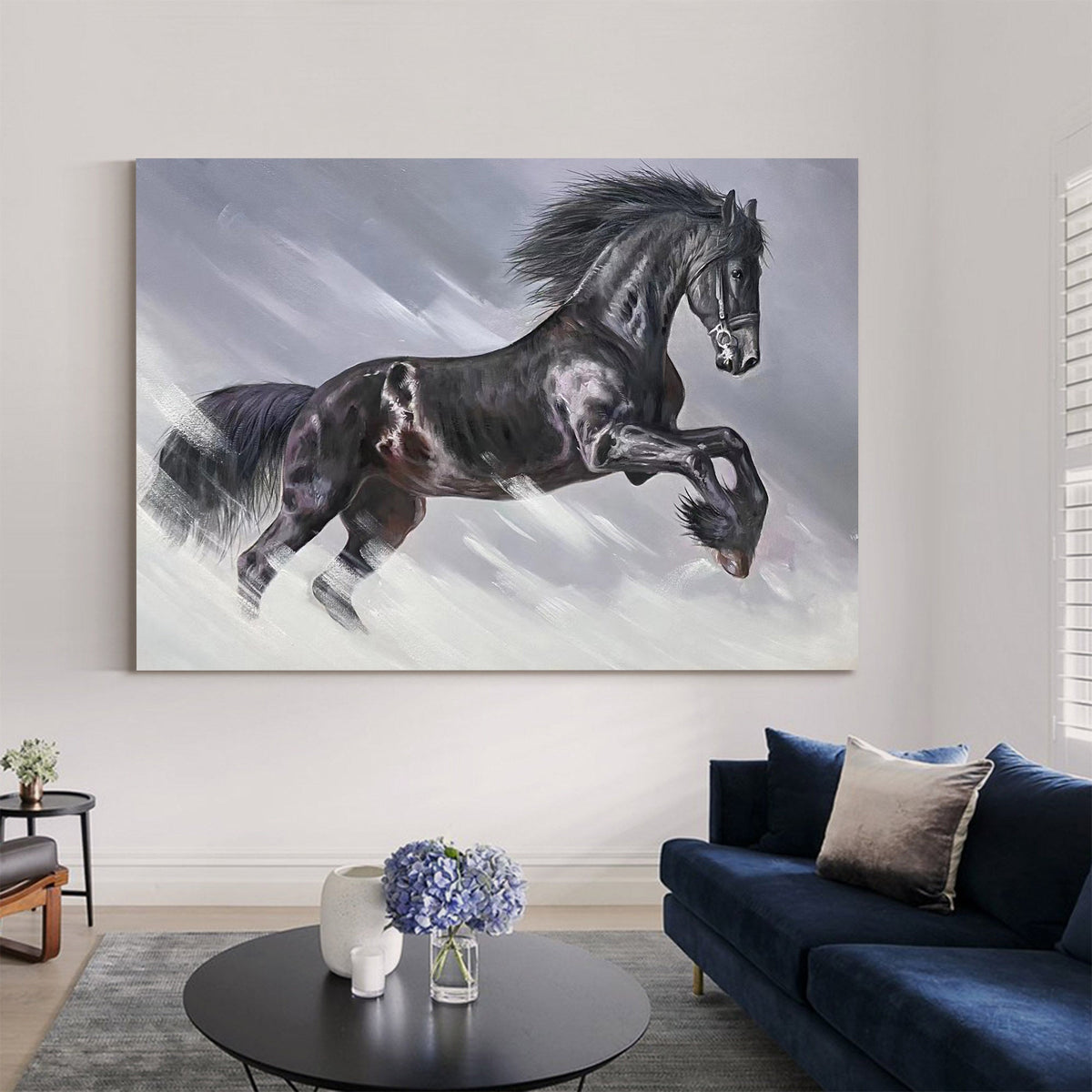 Dynamic Galloping Equine Animal Unstretched Linen Canvas Wall Art