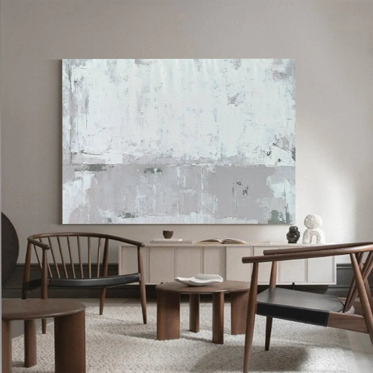 Minimalist Gray Block Painting Horizontal Modern