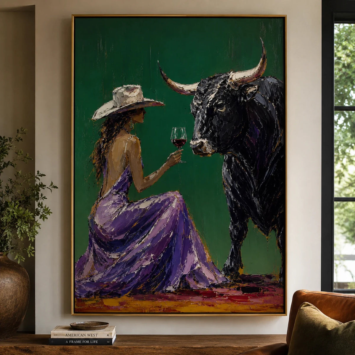 Bull & Wine Toast Pop Art Oil Painting