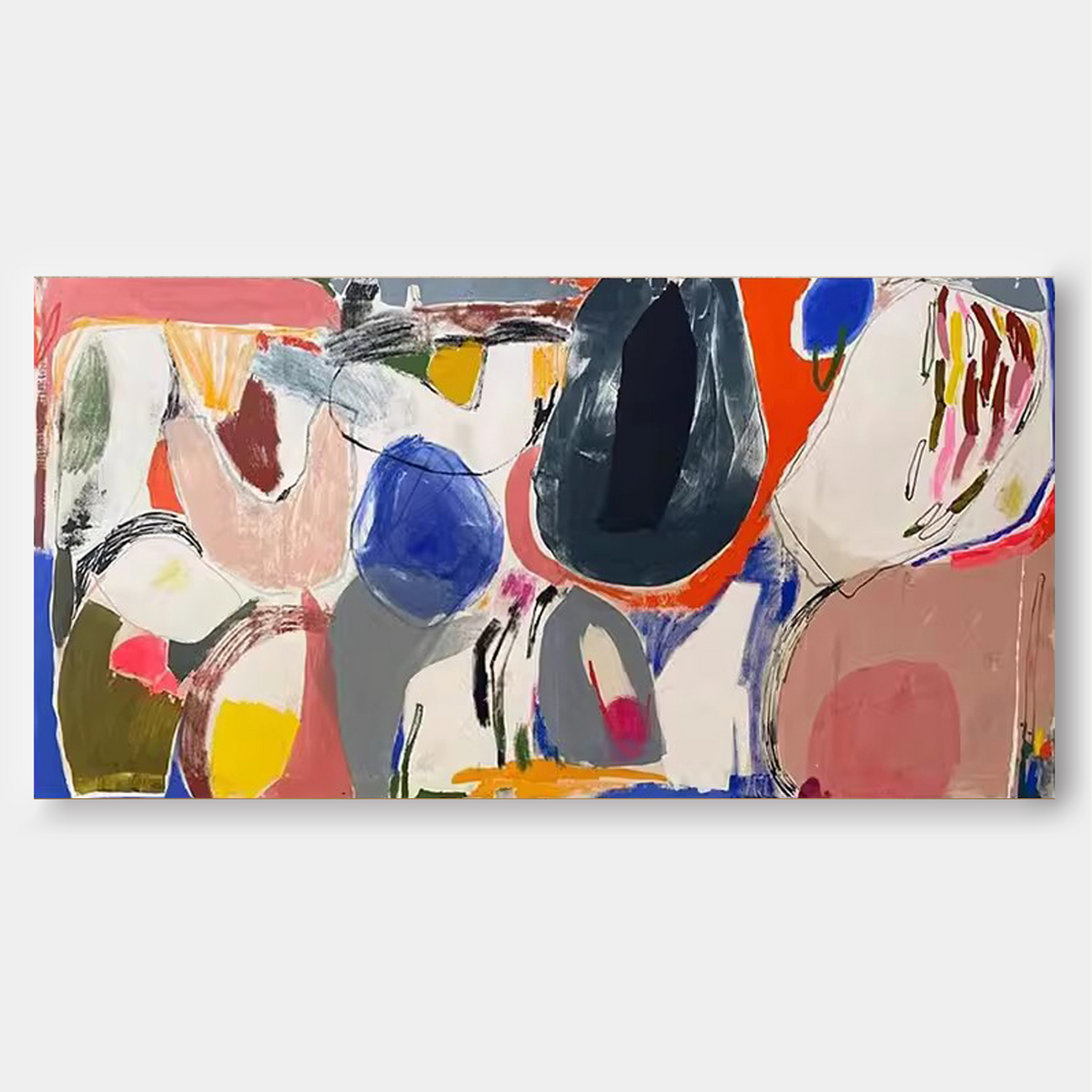 Abstract Expressionist Oil Painting Bold Colorful
