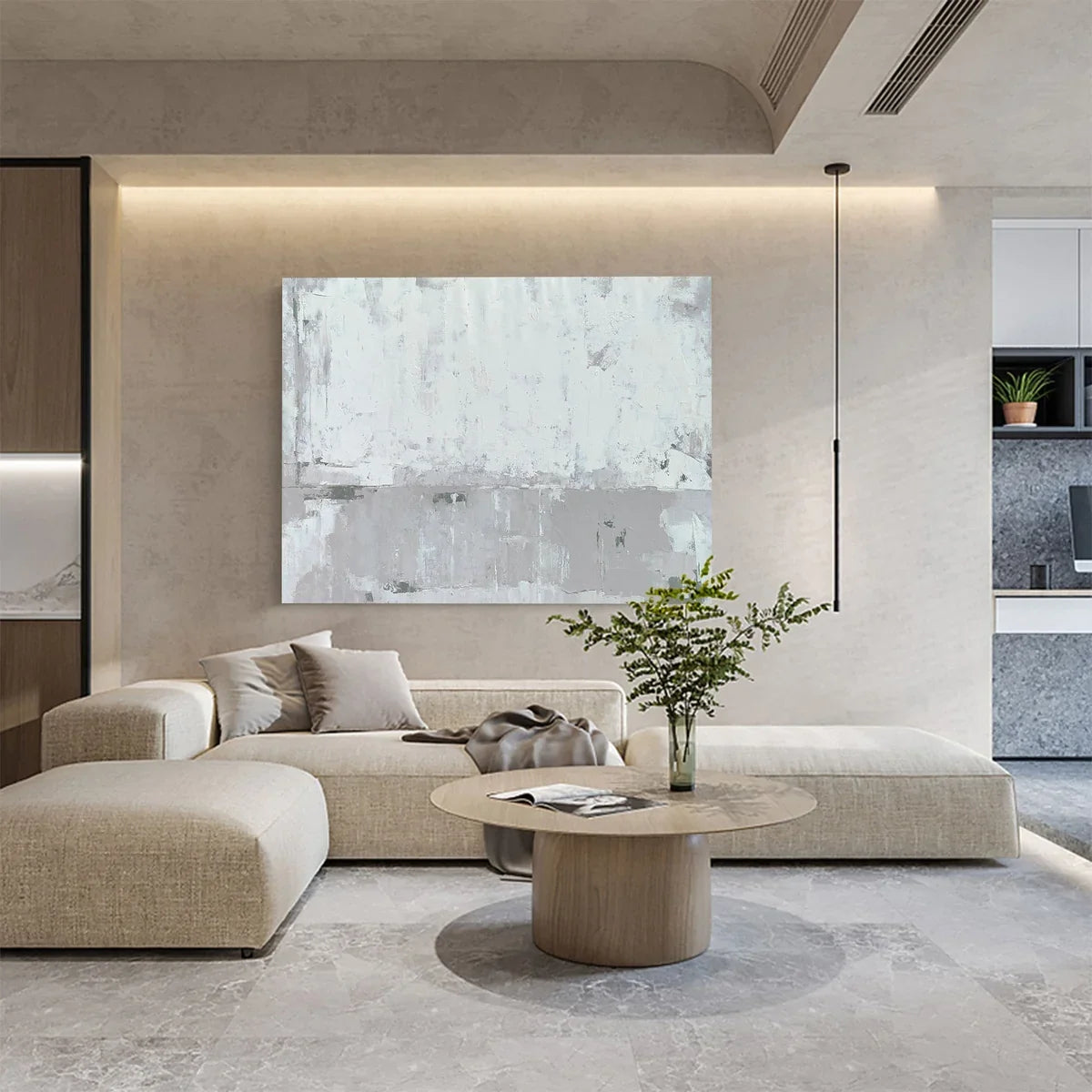 Minimalist Gray Block Painting Horizontal Modern