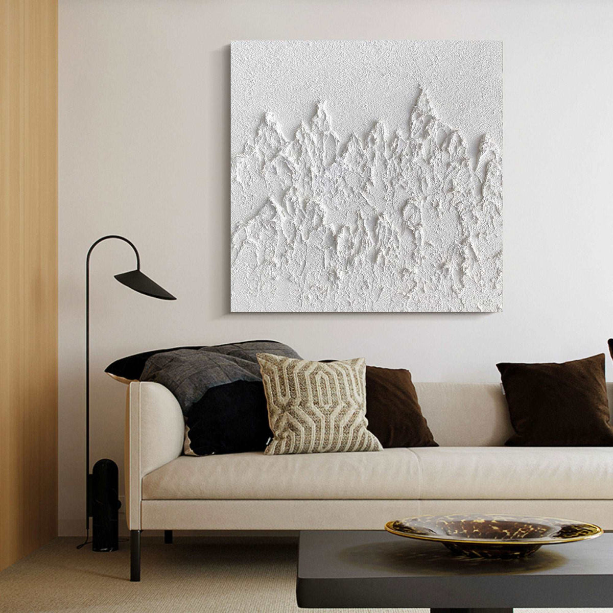 White Textured Mountain Abstract Oil Painting