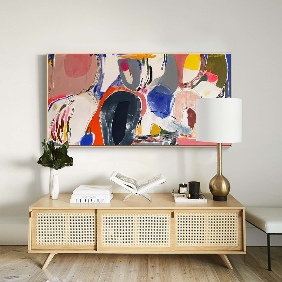 Abstract Expressionist Oil Painting Bold Colorful