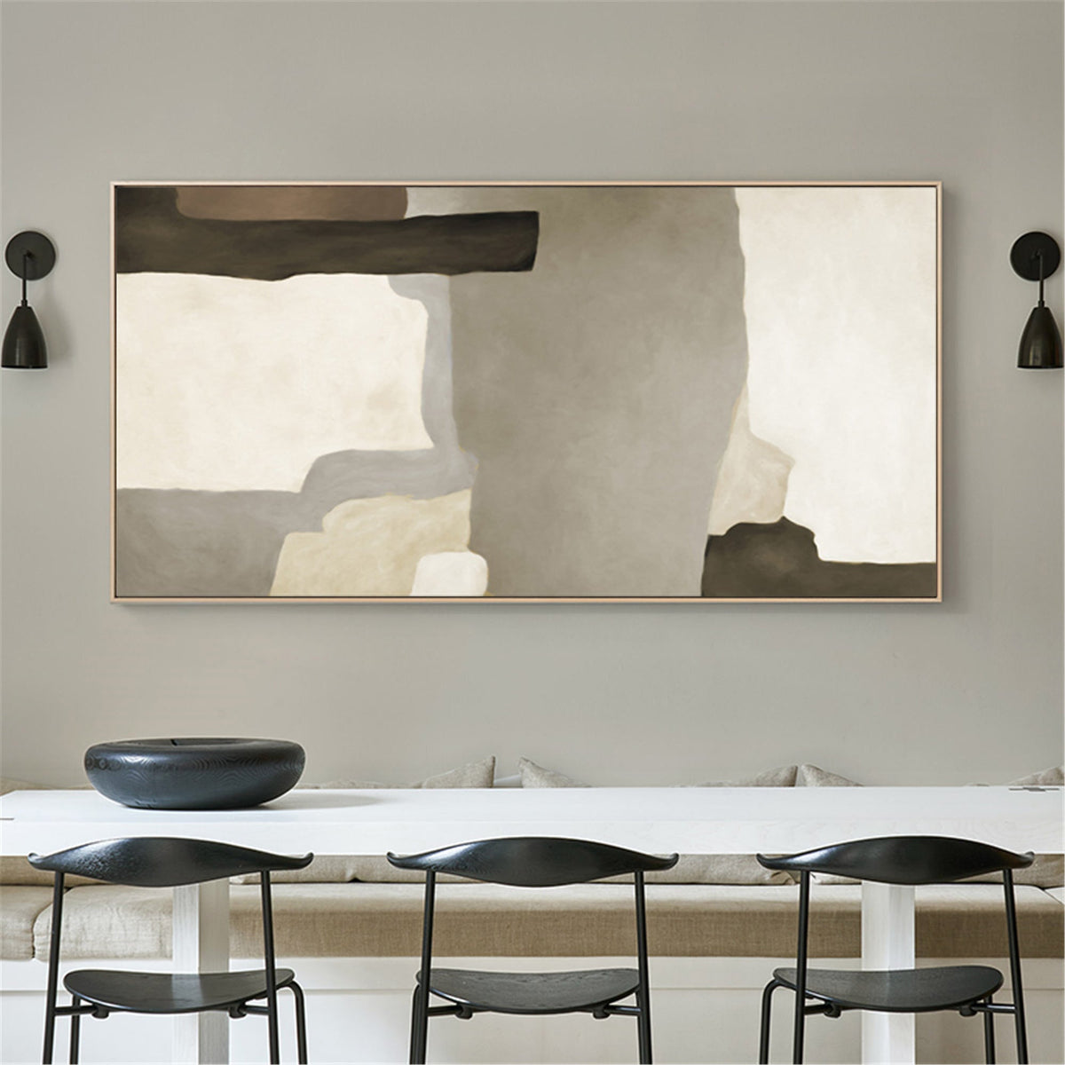 Earthy Organic Block Painting Horizontal Wabi-Sabi