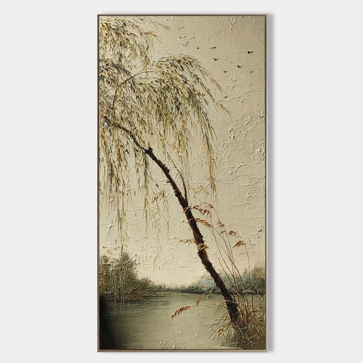 Serene Willow the Lake 3D Impasto Painting - Neutralighting