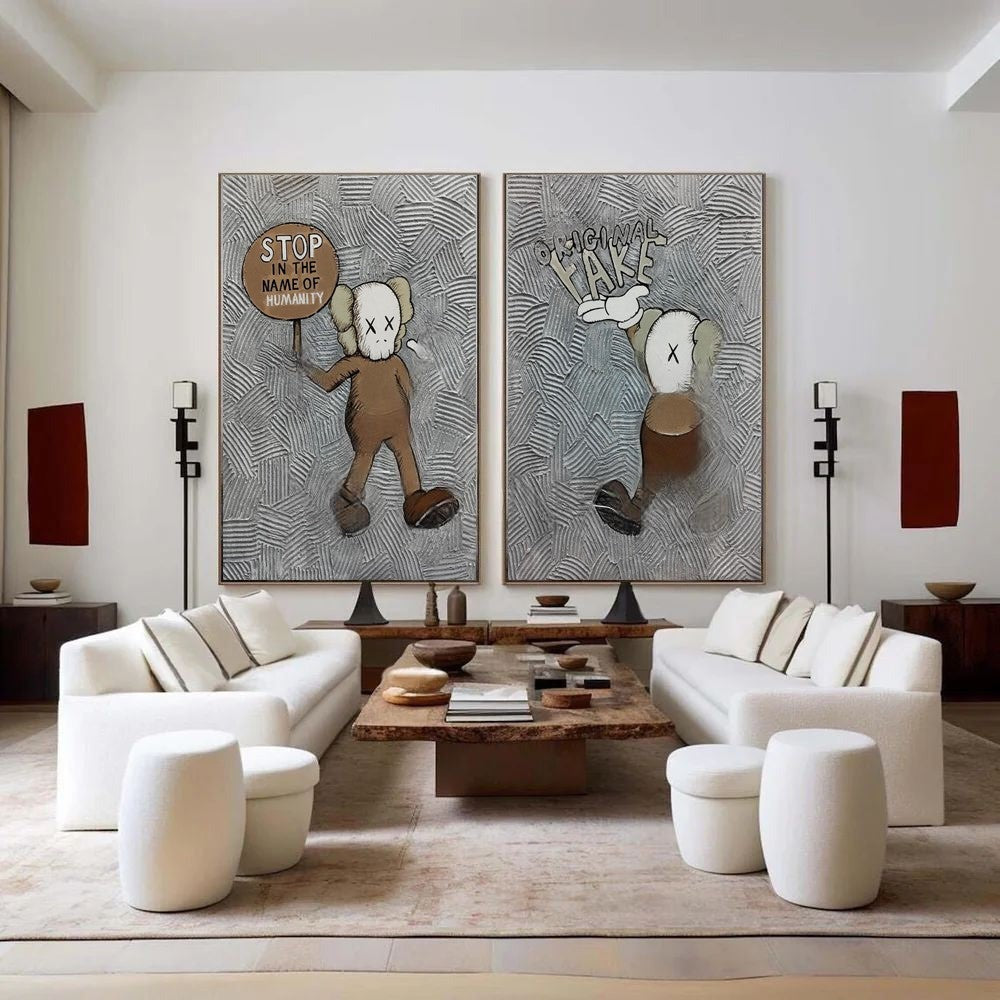 Kaws Companion 2-Piece Pop Art Painting Set - Neutralighting