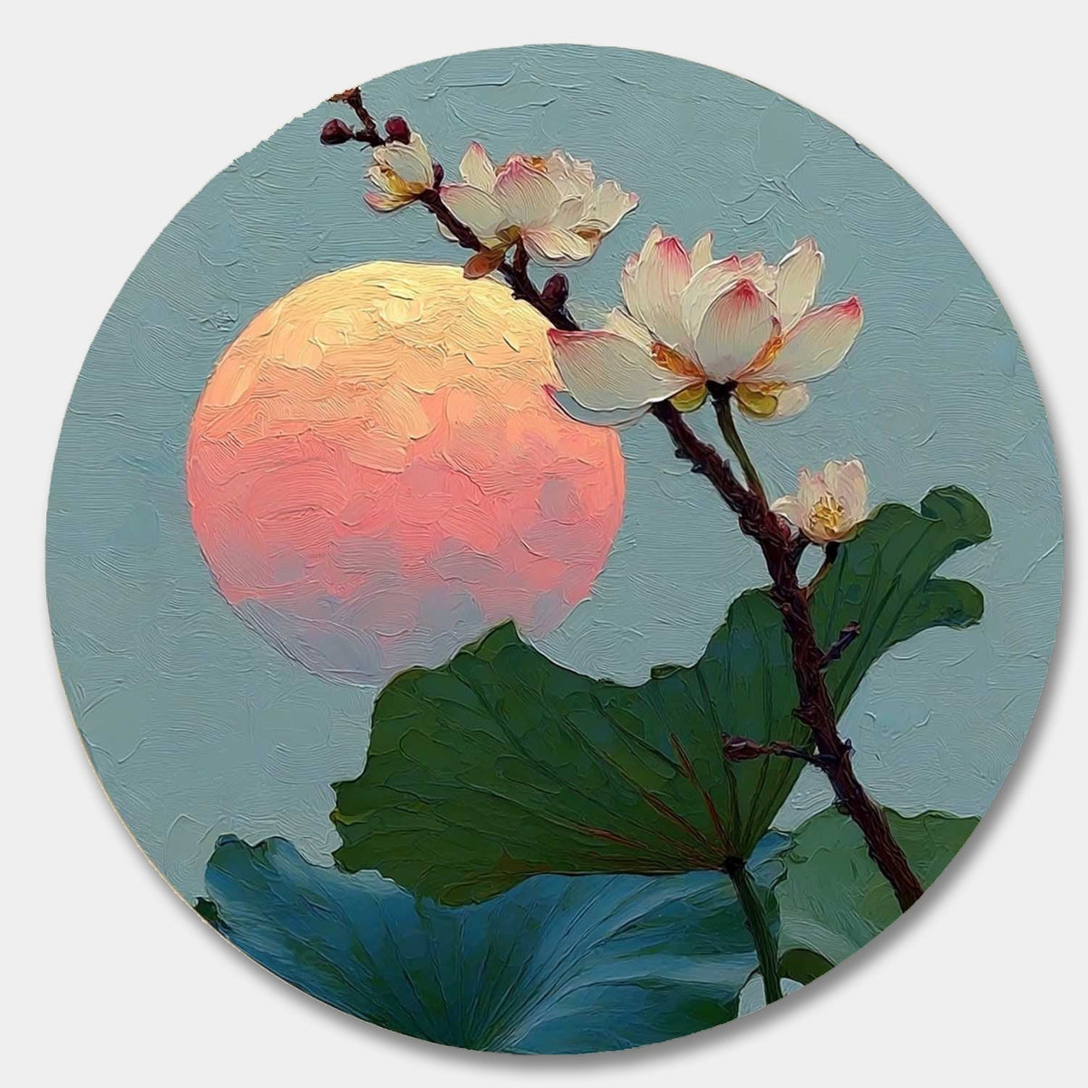 Wall Art Textured Lotus Flowers Pink