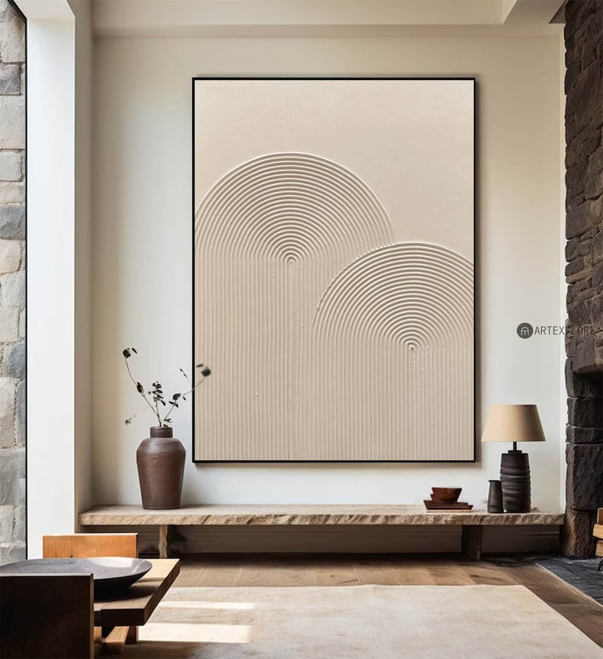 Beige Arch Line Minimalist Painting