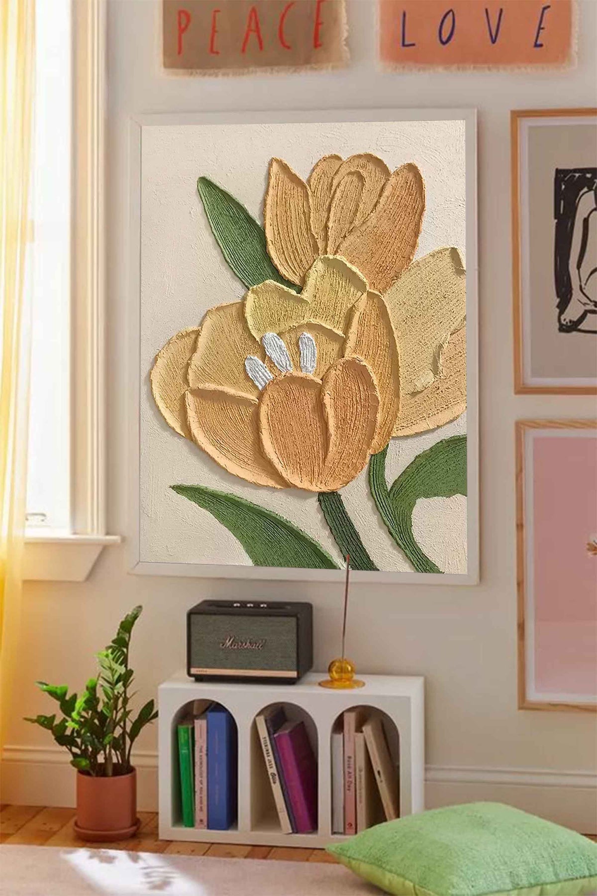 Yellow Tulip Textured Modern Wall Art