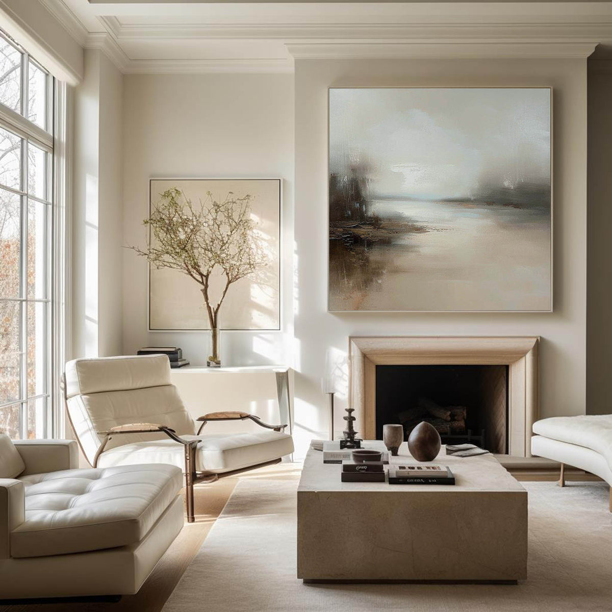 Misty Neutral Landscape Abstract Wall Art