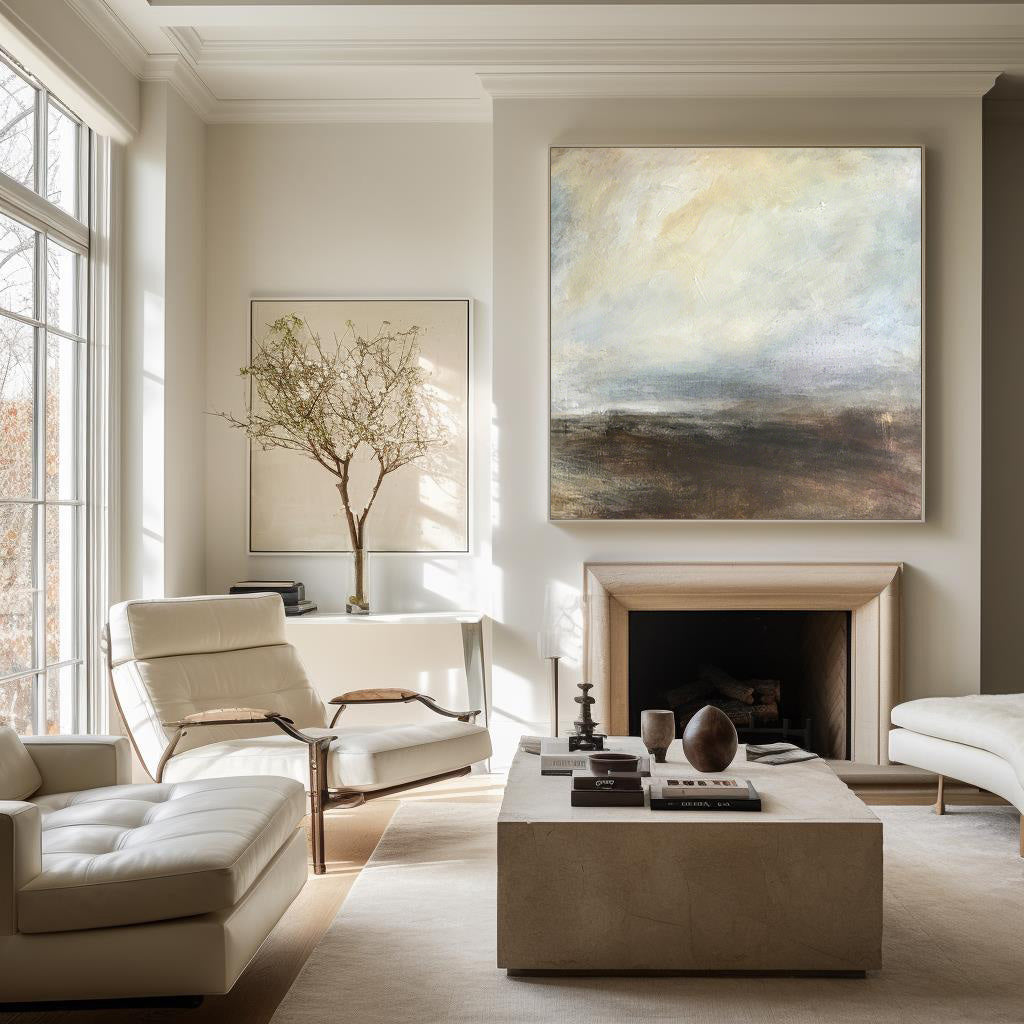 Minimalist Earth Tone Horizon Abstract Painting