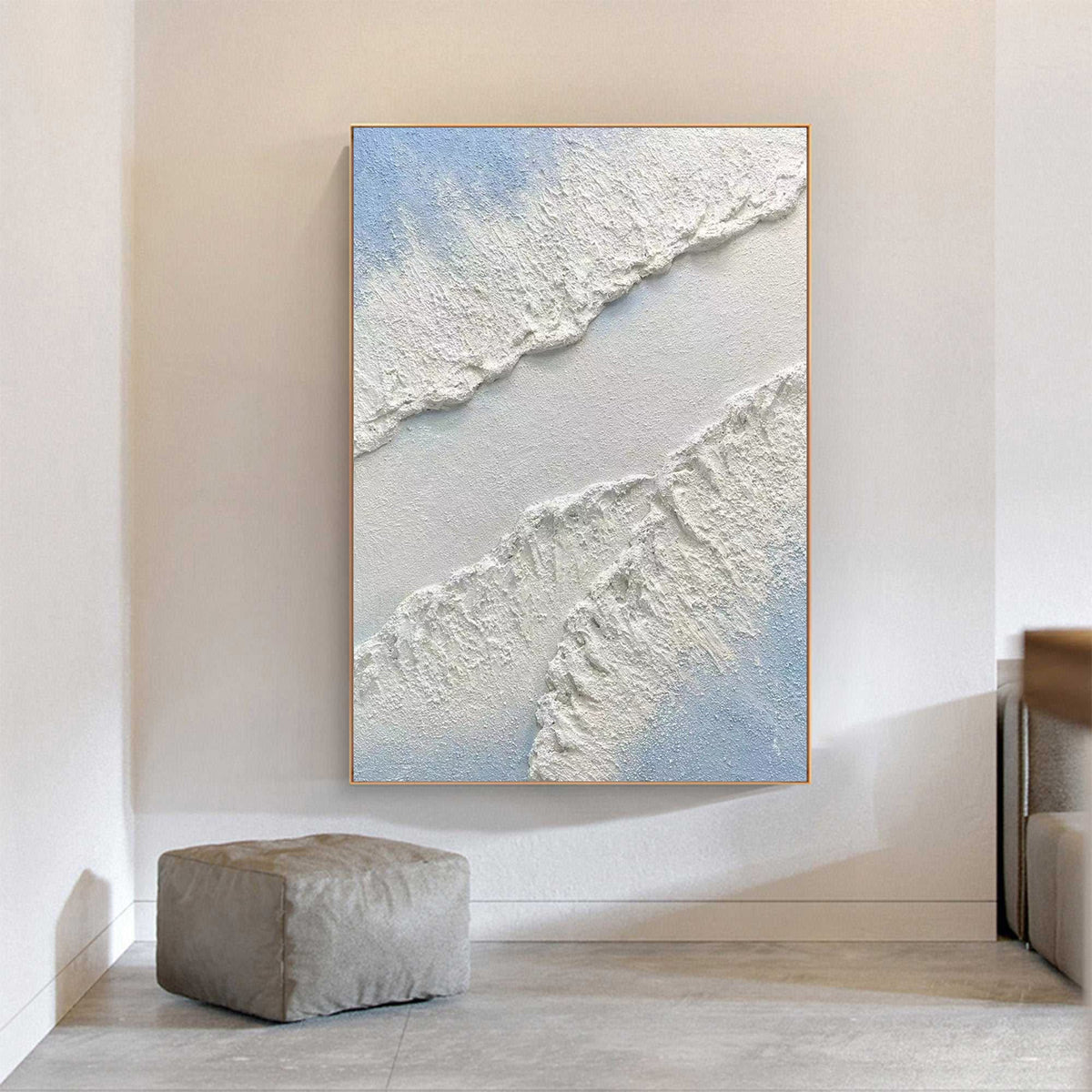 Textured Coastal Waves Abstract Painting