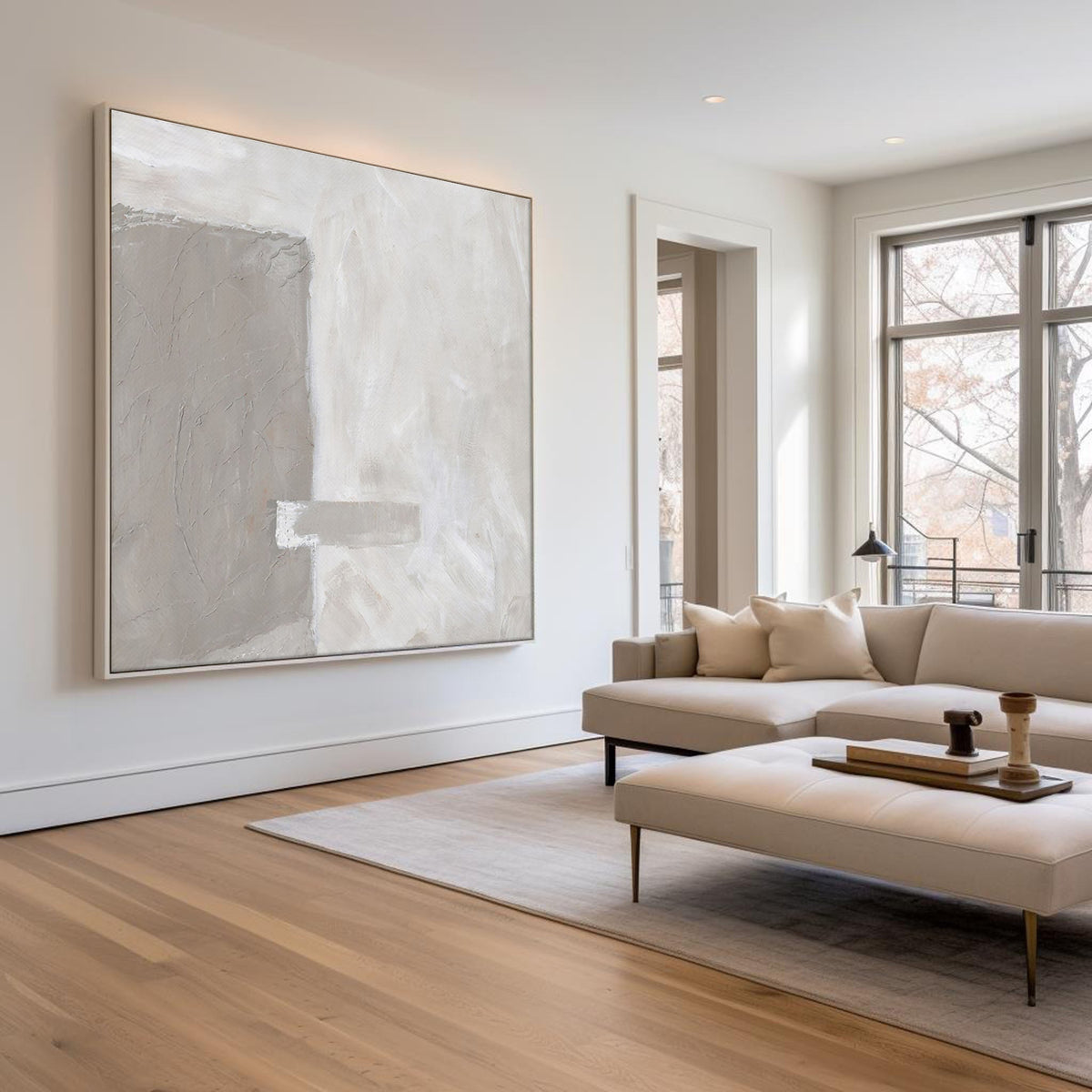 Brown White Minimalist Abstract Art