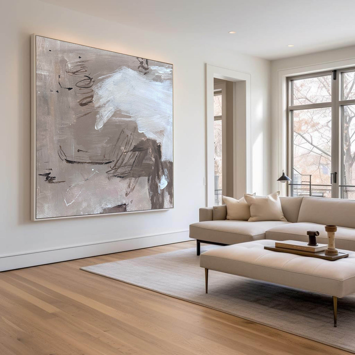 Wall Art Neutral Abstract Line Sketch Texture Modern Minimalist Living Room