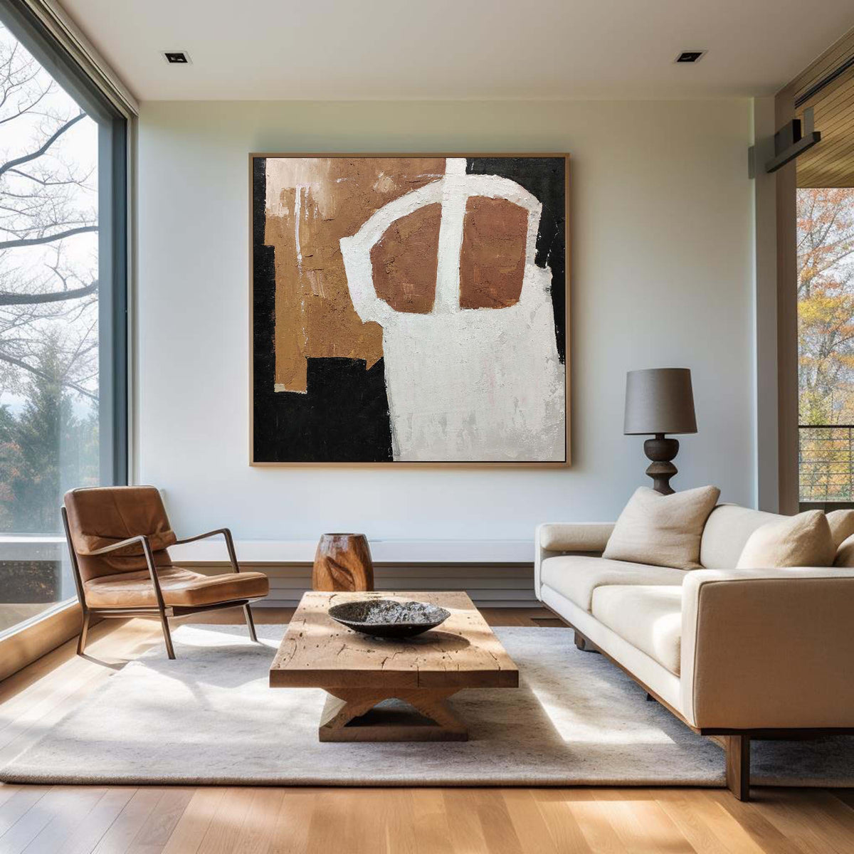 Wabi-Sabi Neutral Abstract Oil Painting Square