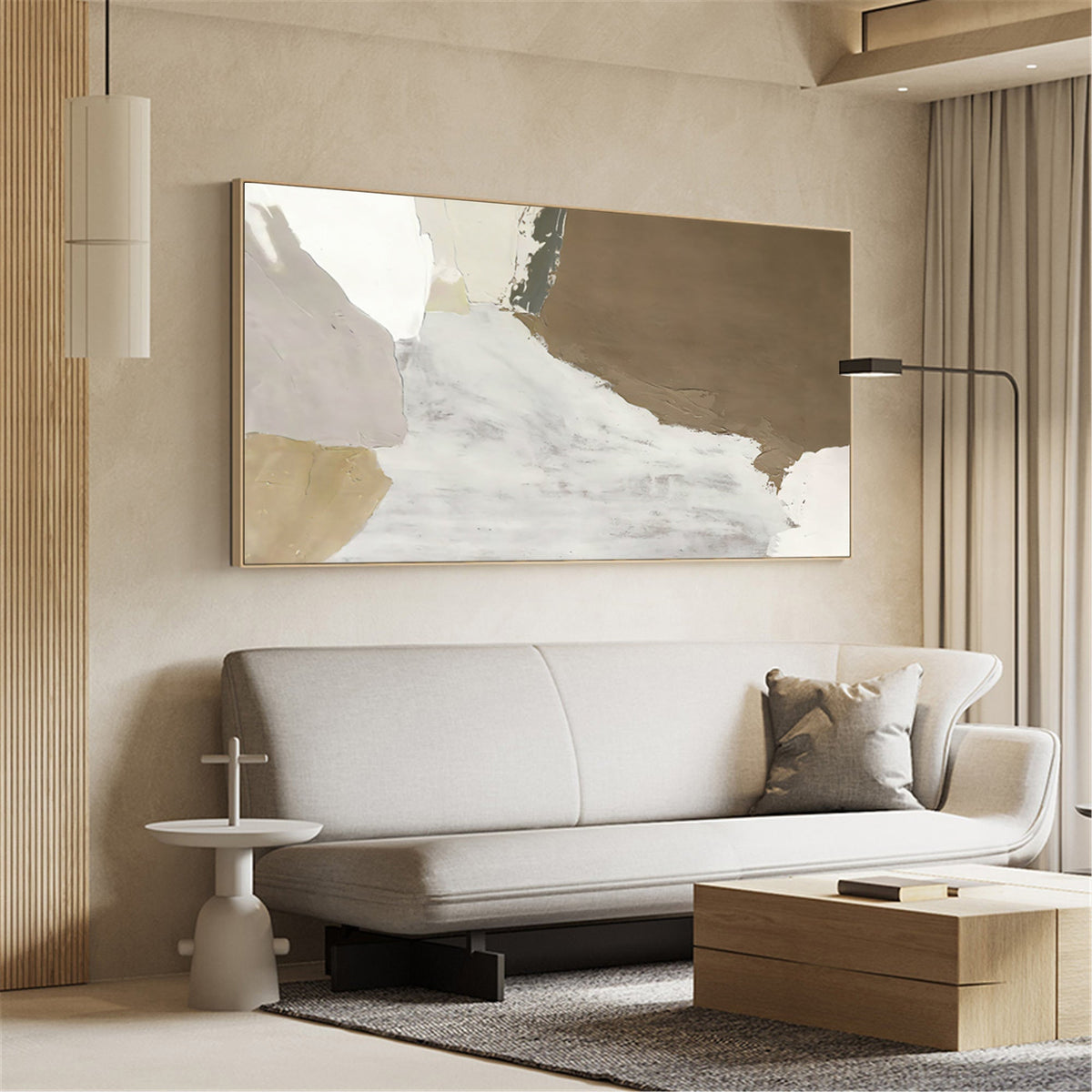 Abstract Beige Brown Textured Earth Tone Oil Acrylic Linen Canvas Painting
