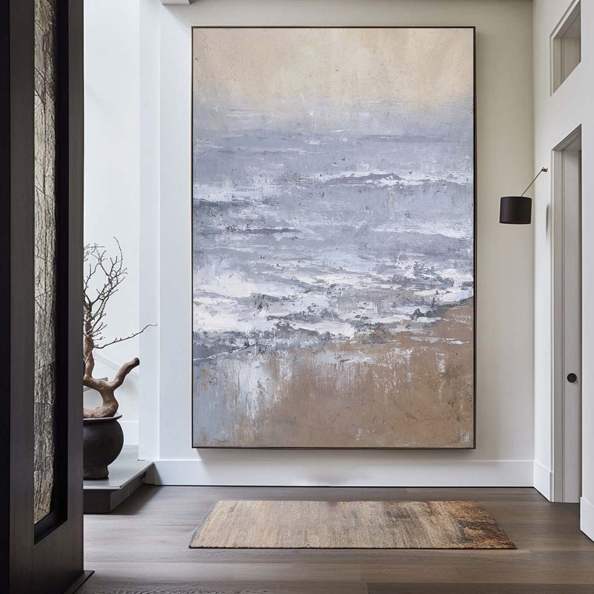 Neutral Tone Beach Landscape Oil Painting