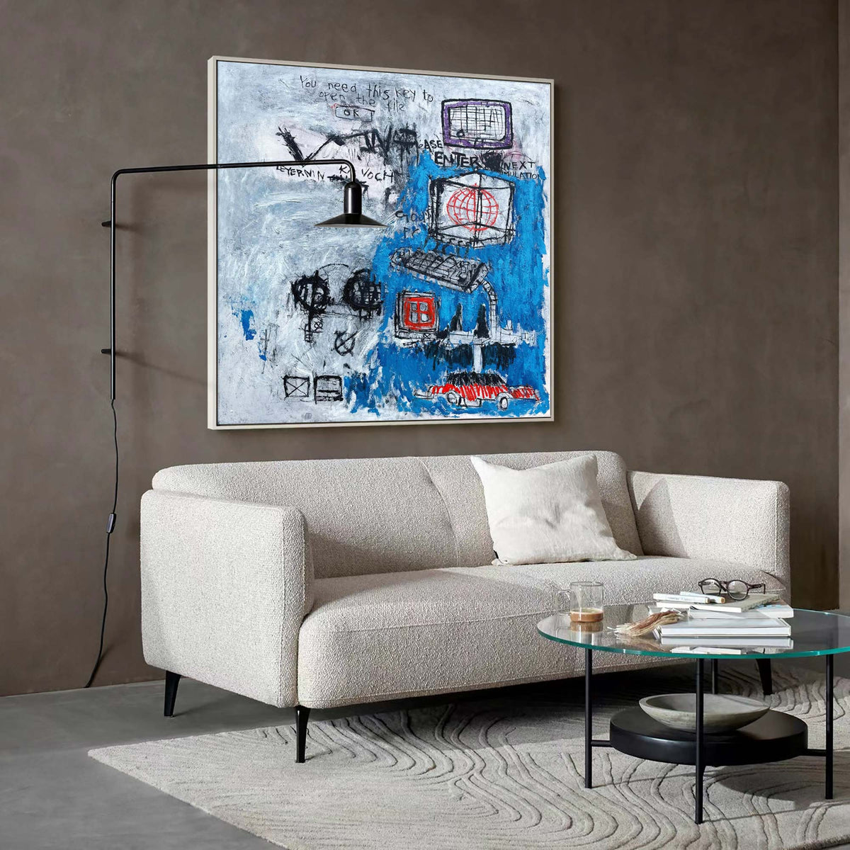 Wall Art Abstract Graffiti Vibrant Blue Symbolic