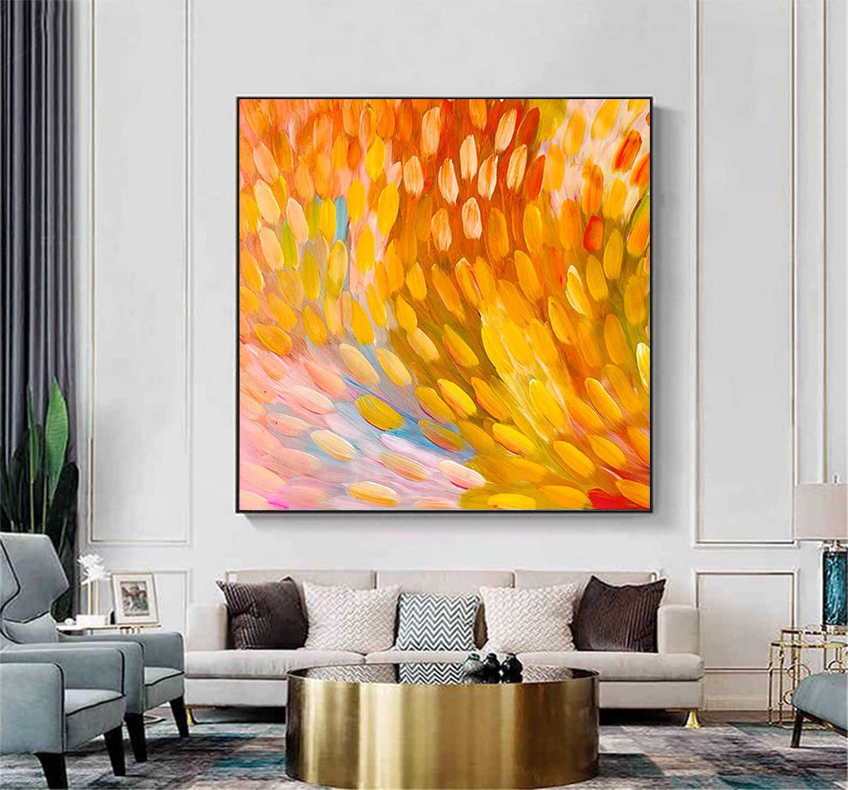 Orange Petal‑Brush Canvas Wall Art