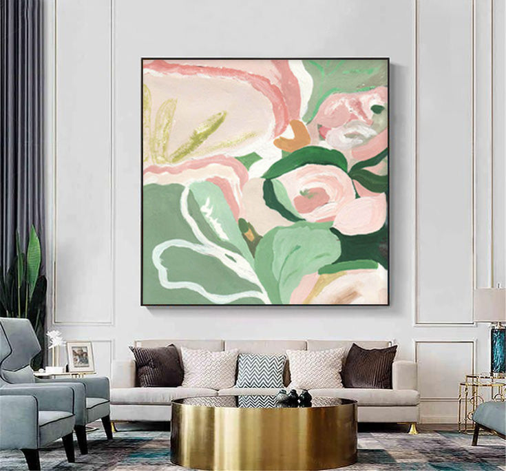 Modern Abstract Floral Painting Soft Pastels
