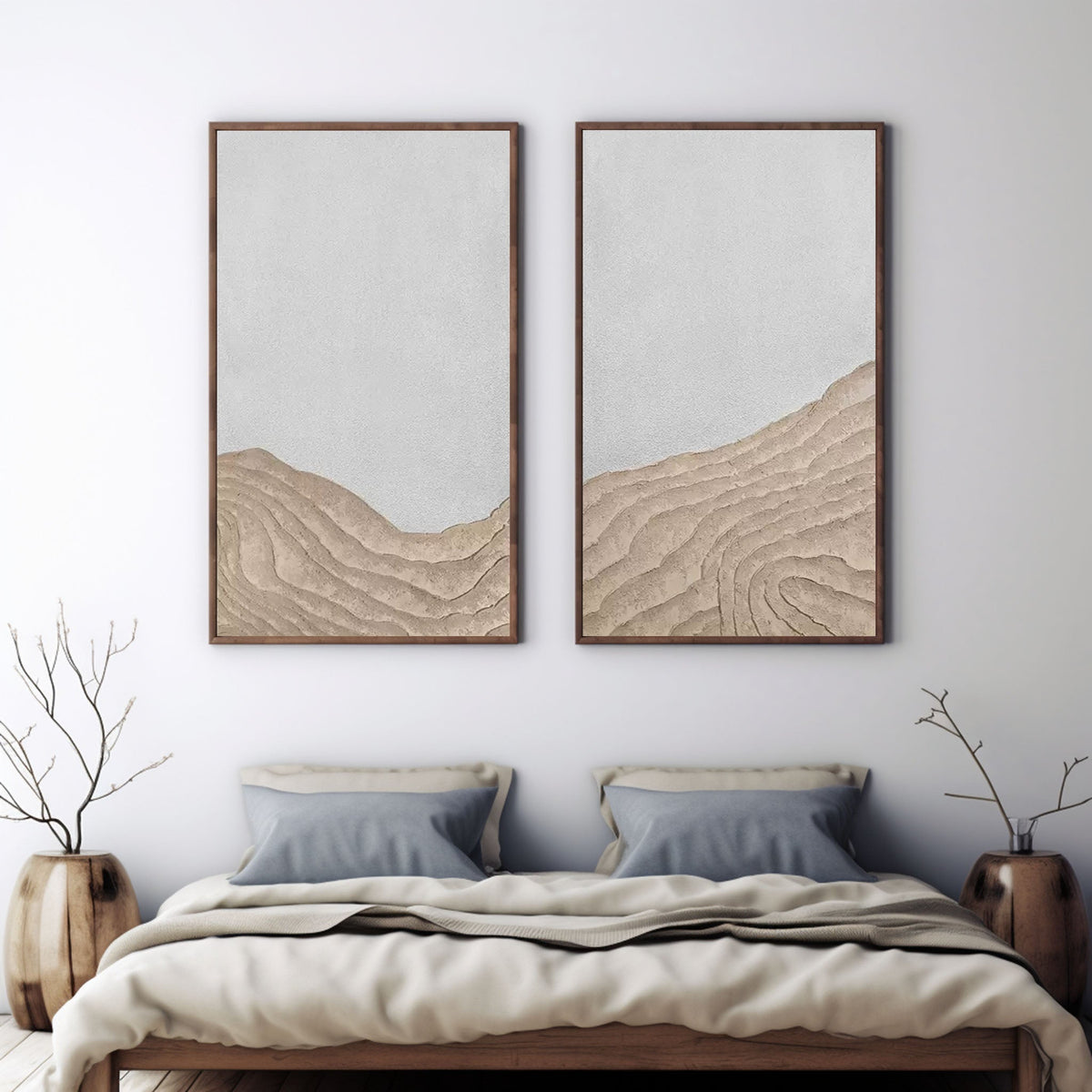 Wall Art Horizontal Wabi-Sabi Plaster Sea Relief