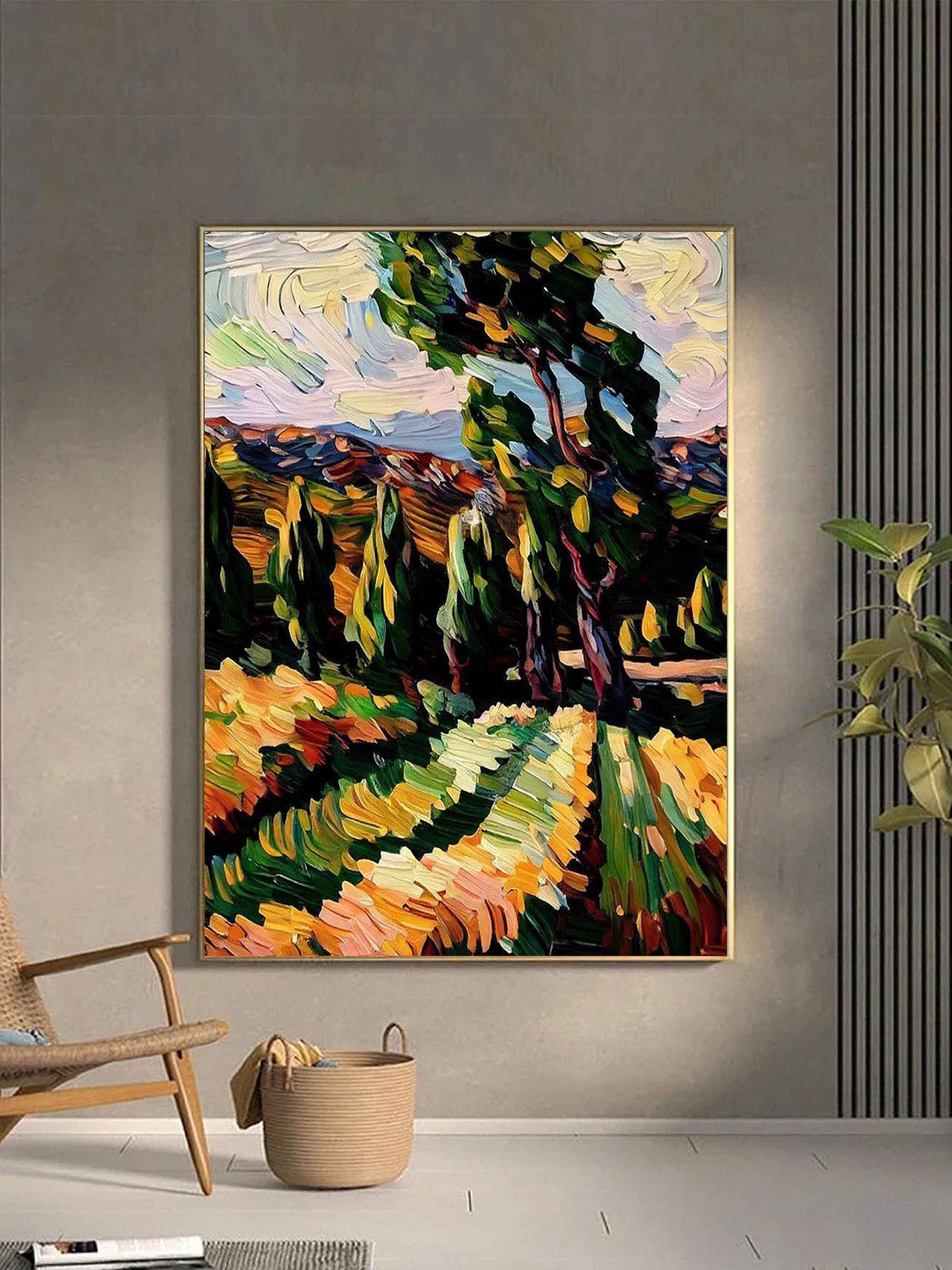 Impasto Painting Vibrant Countryside Scenery Painting