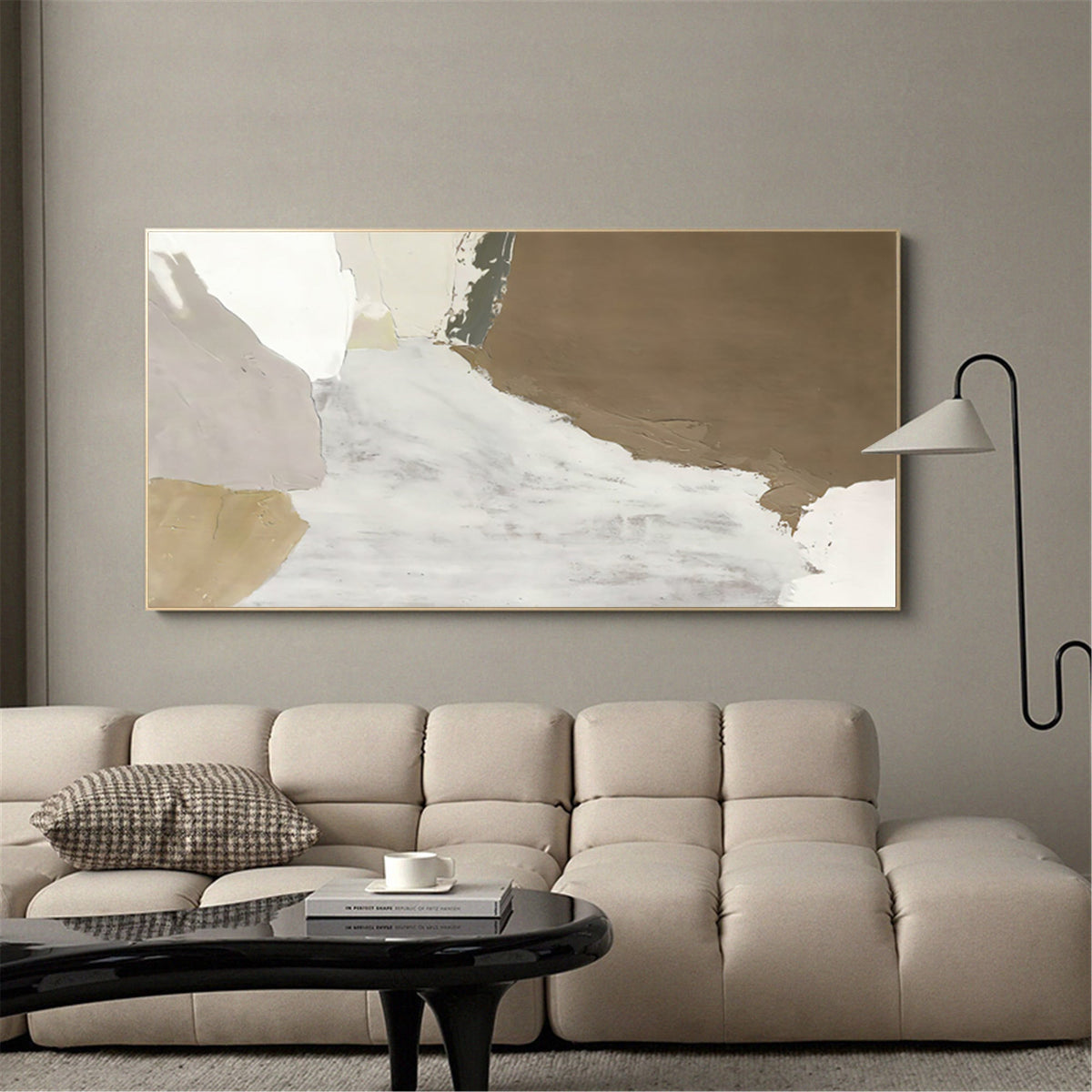 Abstract Beige Brown Textured Earth Tone Oil Acrylic Linen Canvas Painting
