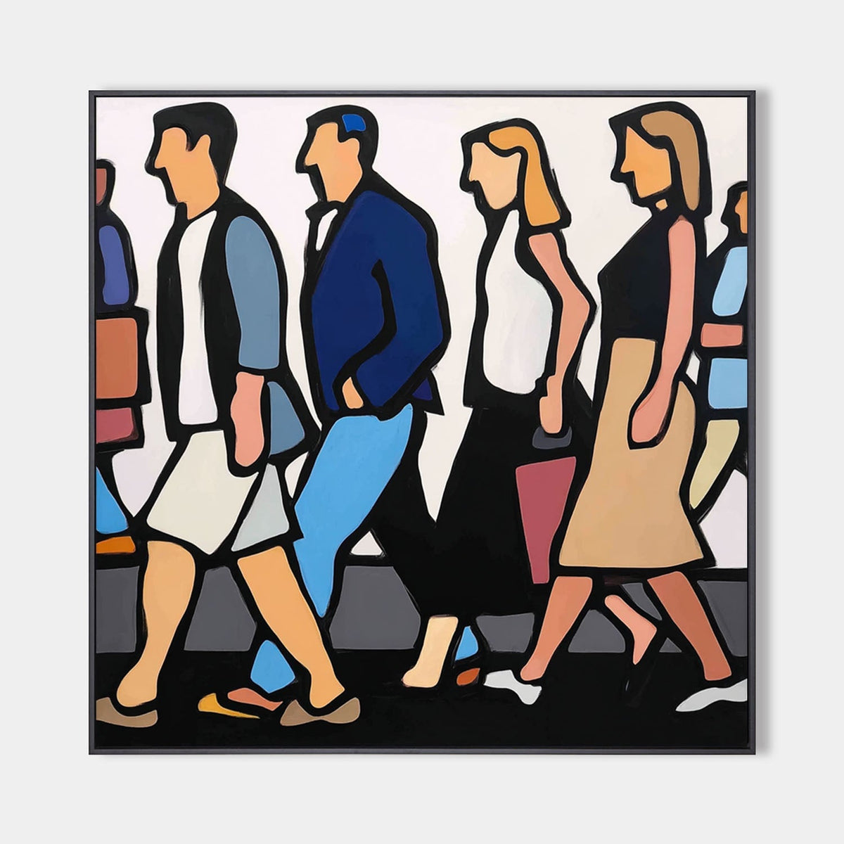 Modern City Commuters Pop Art Painting