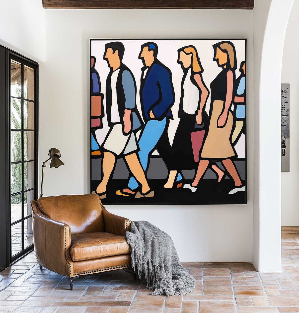 Modern City Commuters Pop Art Painting