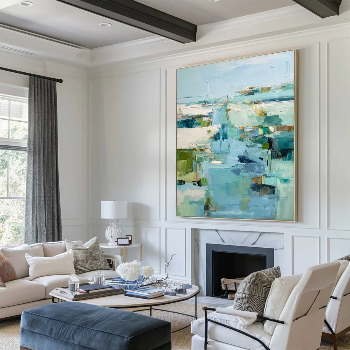 Coastal Blue Abstract Landscape Painting