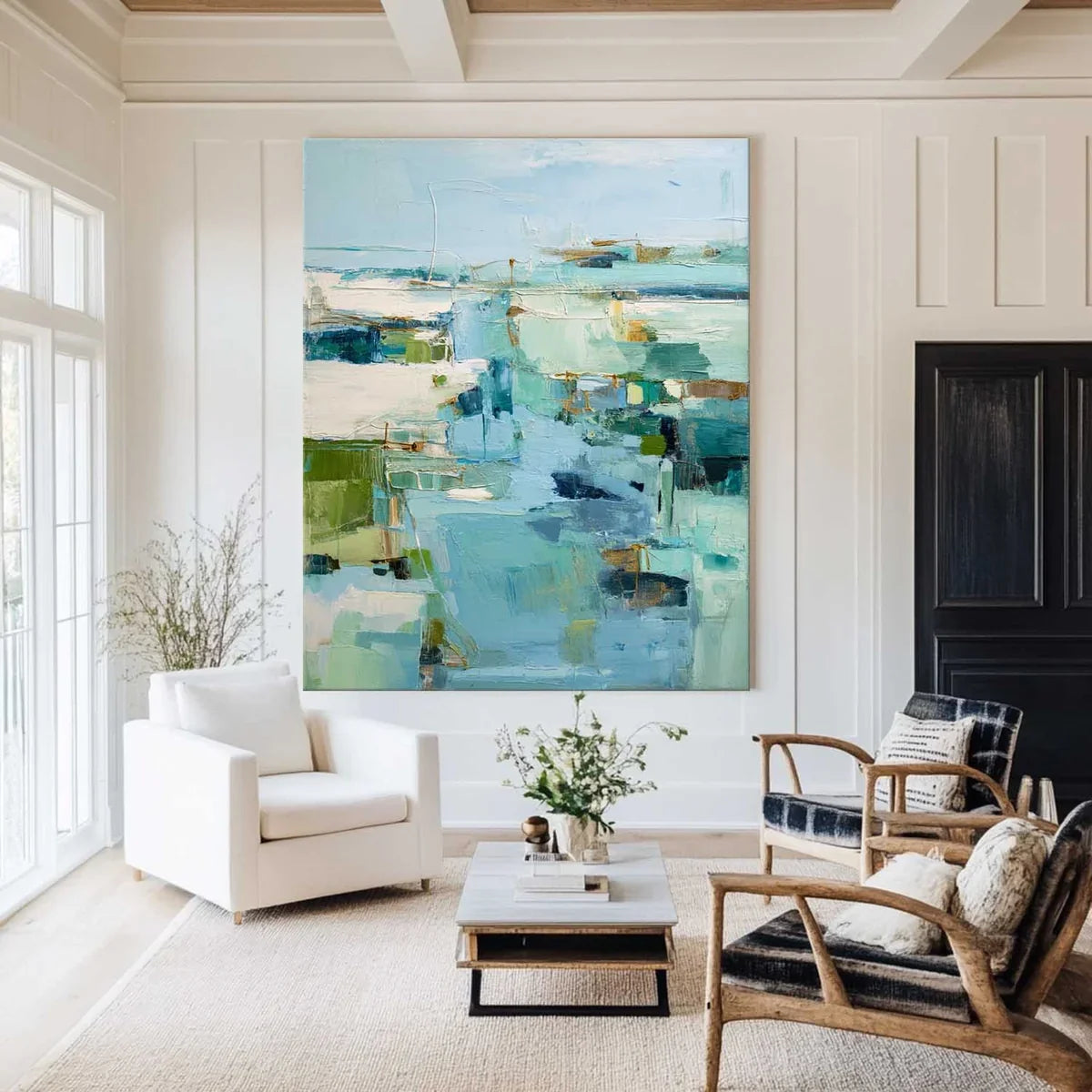 Coastal Blue Abstract Landscape Painting