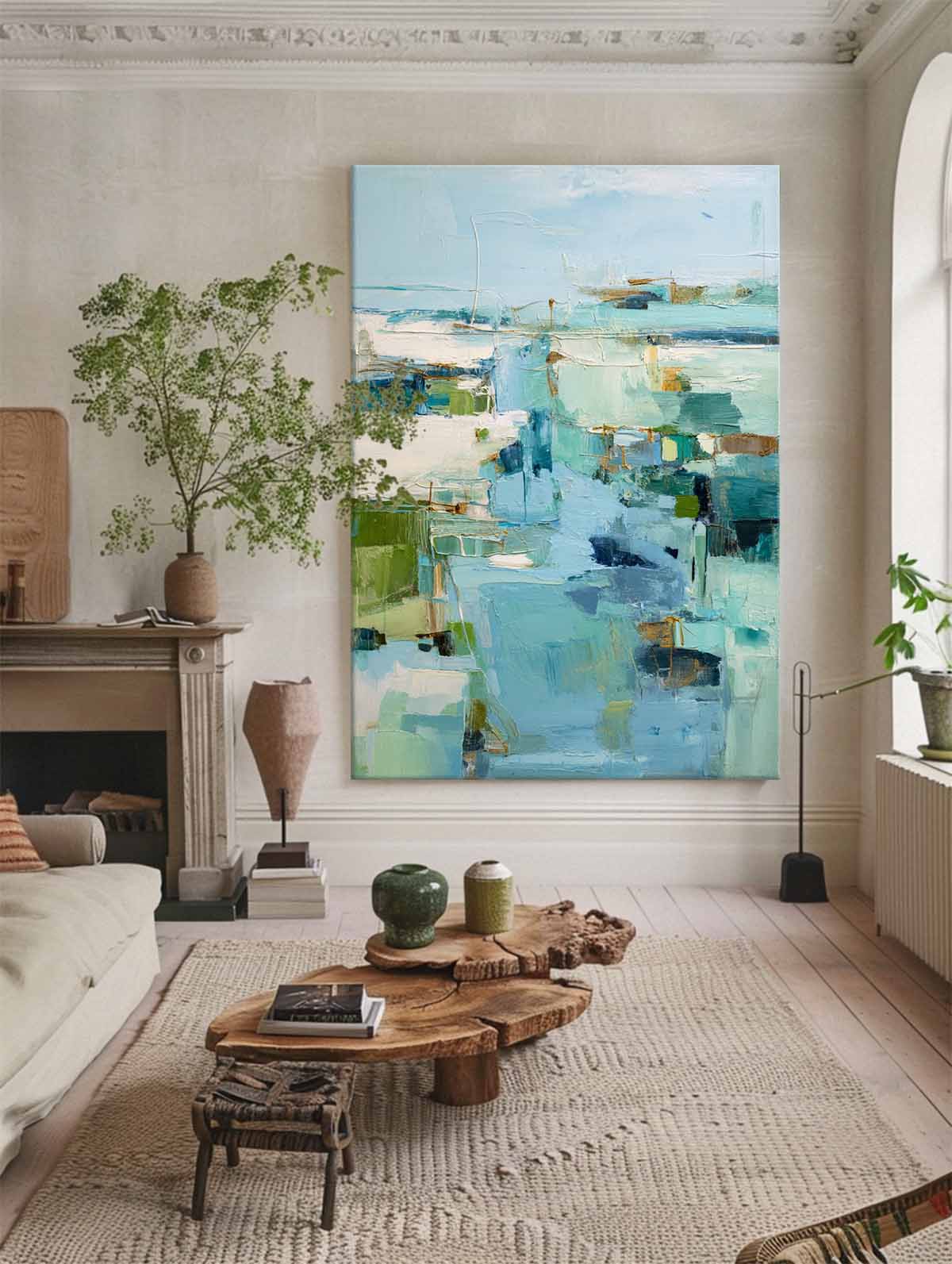 Coastal Blue Abstract Landscape Painting