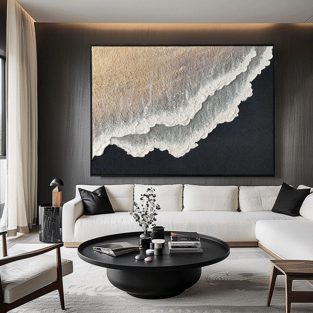 Tidal Edge Textured Ocean Abstract Oil Painting