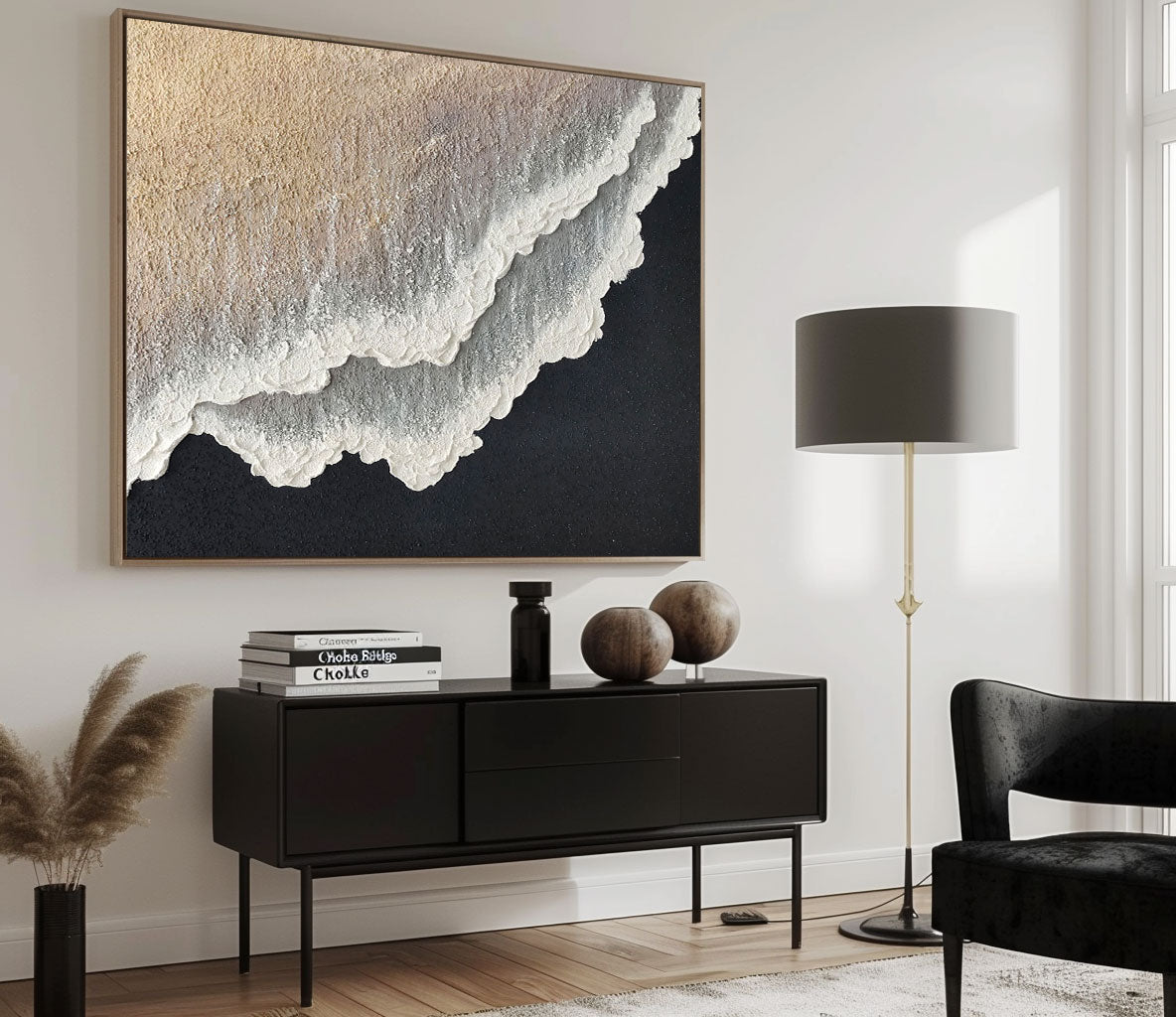 Tidal Edge Textured Ocean Abstract Oil Painting