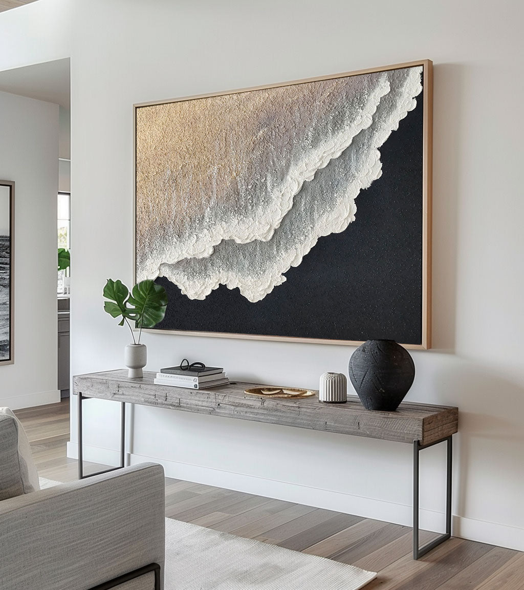 Tidal Edge Textured Ocean Abstract Oil Painting