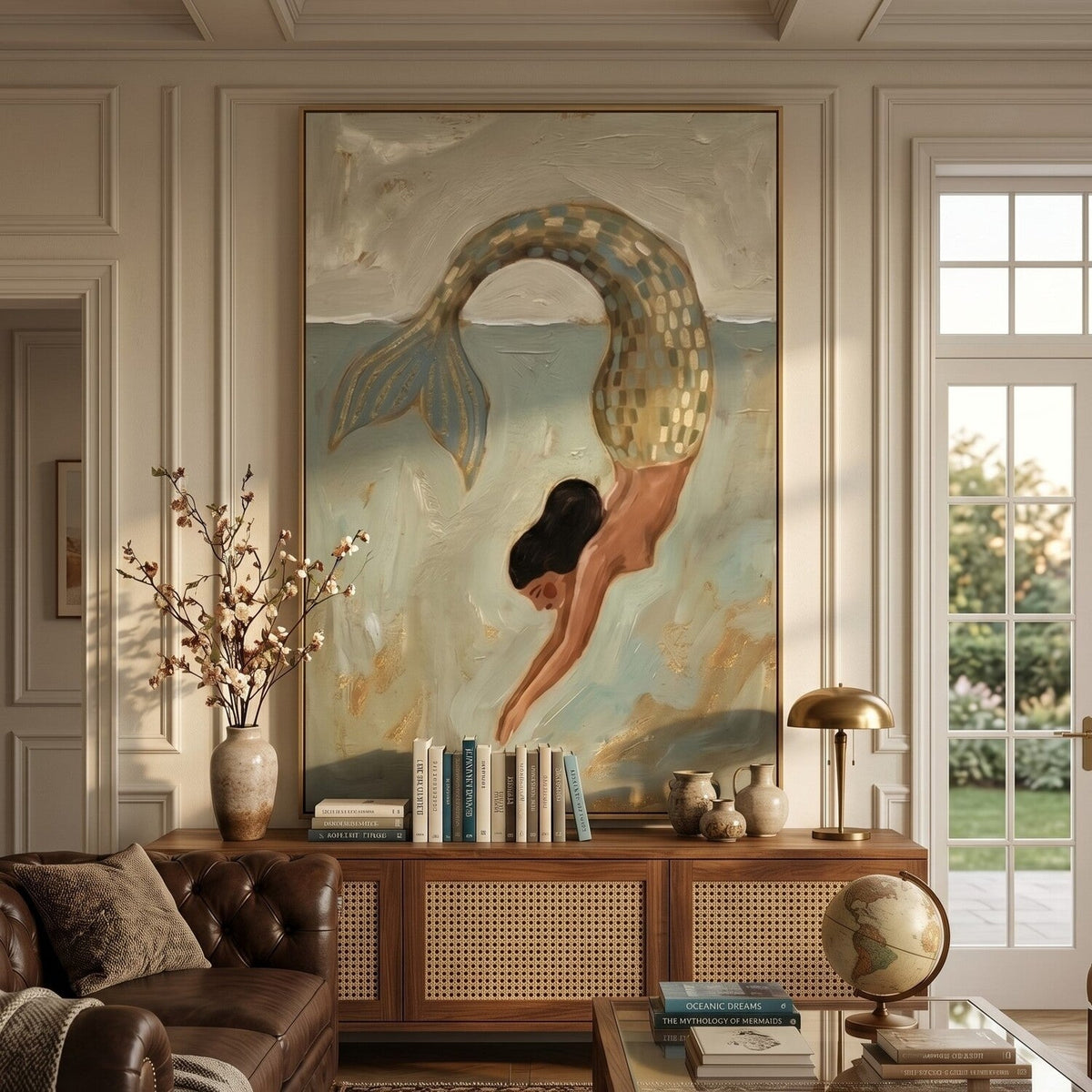 Tidal Muse Dive Surreal Oil Painting