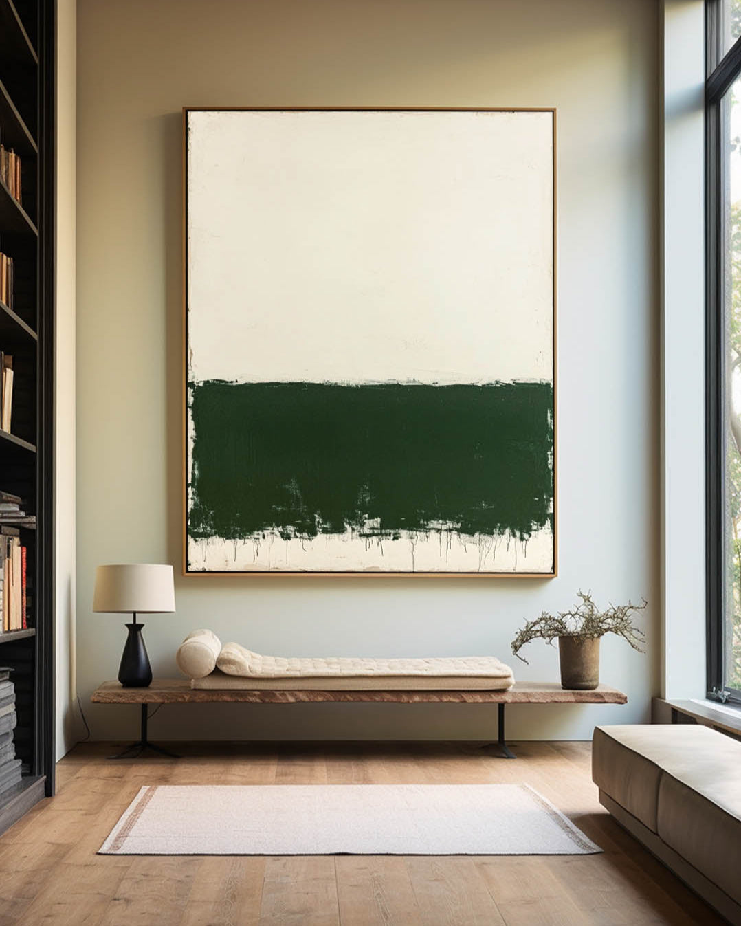 Field Deep Green and Cream Oil Painting