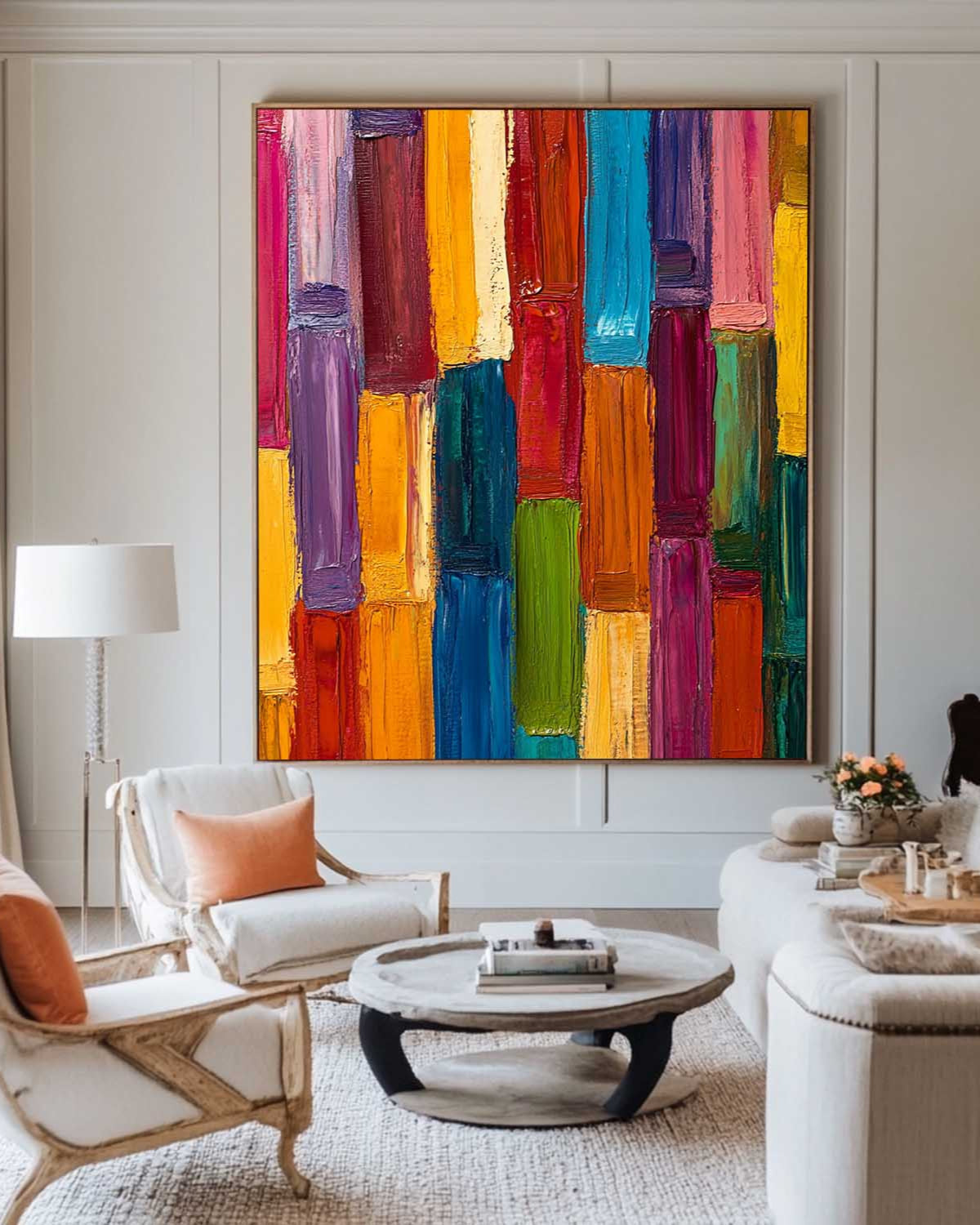 Stripe Neo-Expressionist Oil Painting