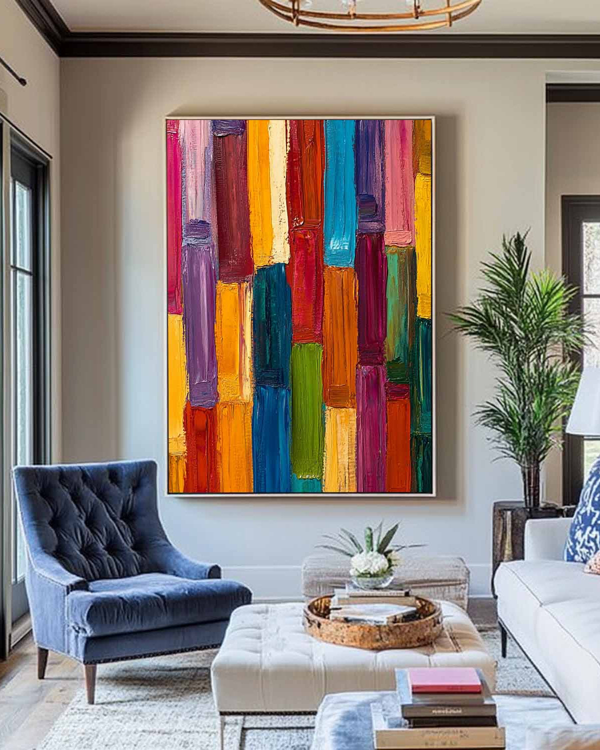 Stripe Neo-Expressionist Oil Painting