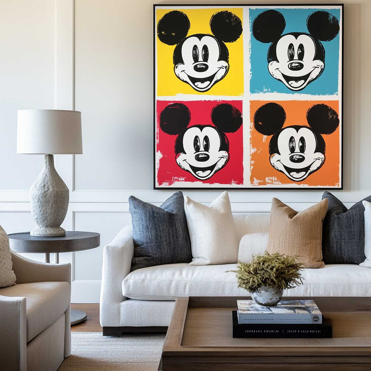 Warhol-Inspired Four-Panel Colorful Oil Painting