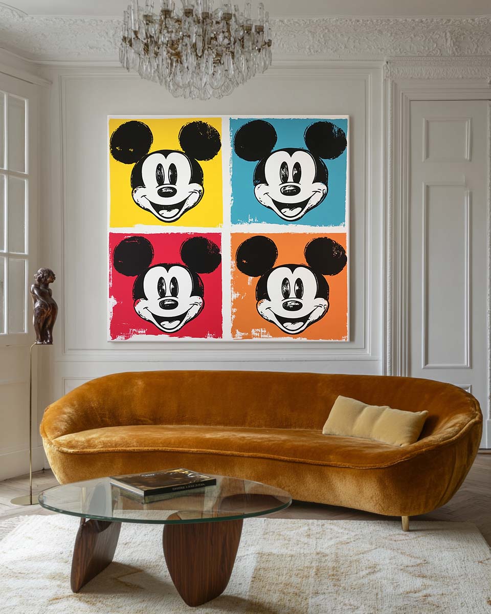 Warhol-Inspired Four-Panel Colorful Oil Painting
