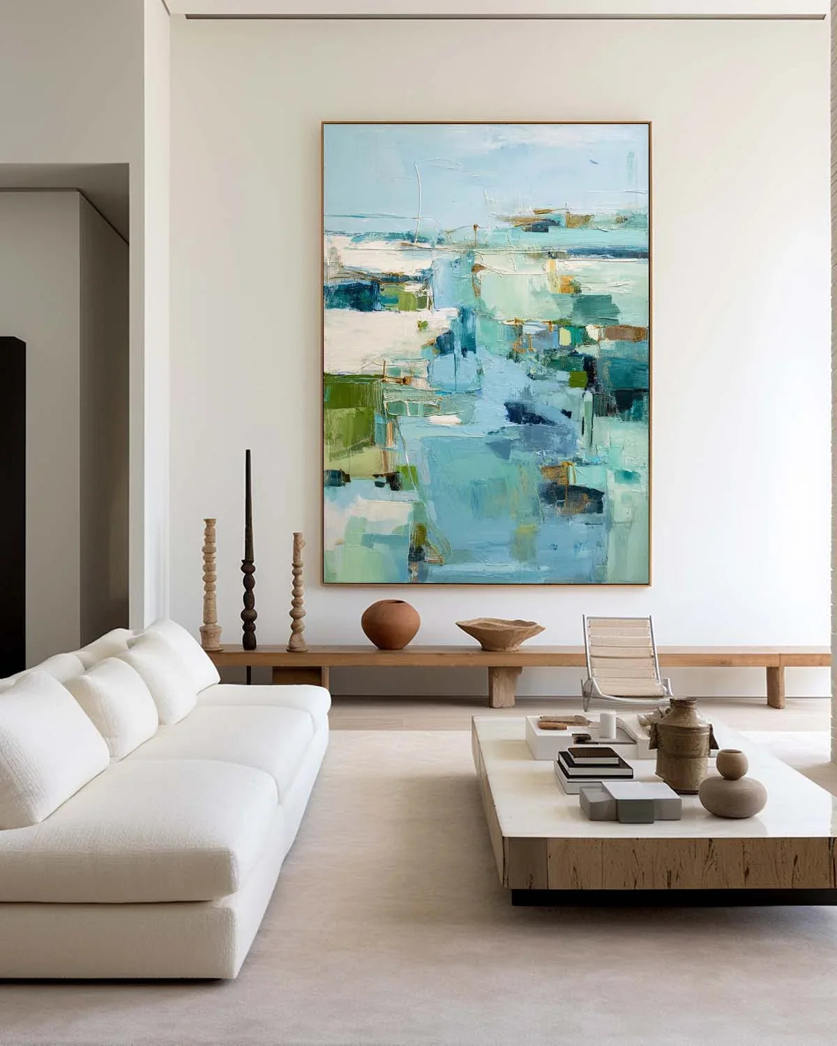 Coastal Blue Abstract Landscape Painting