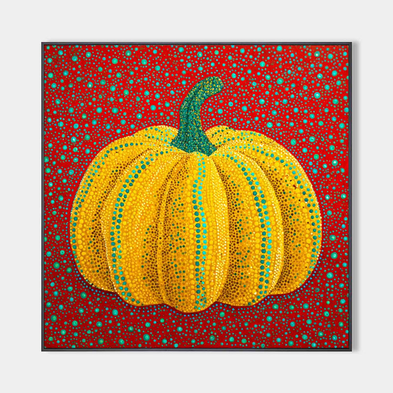 Dot Art Pumpkin Painting Vibrant Yellow and Red