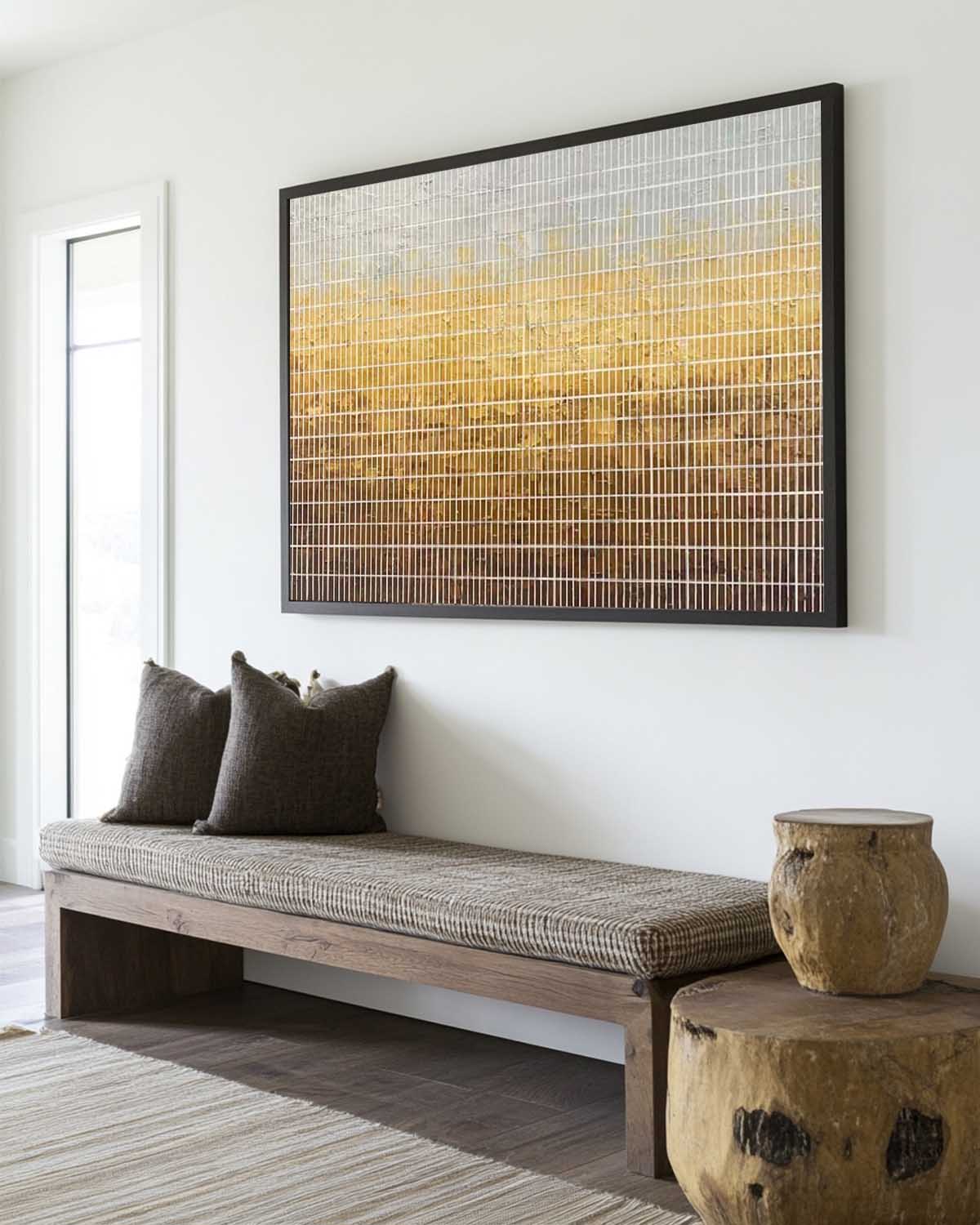 Abstract Warm Gold and Neutral Oil Painting