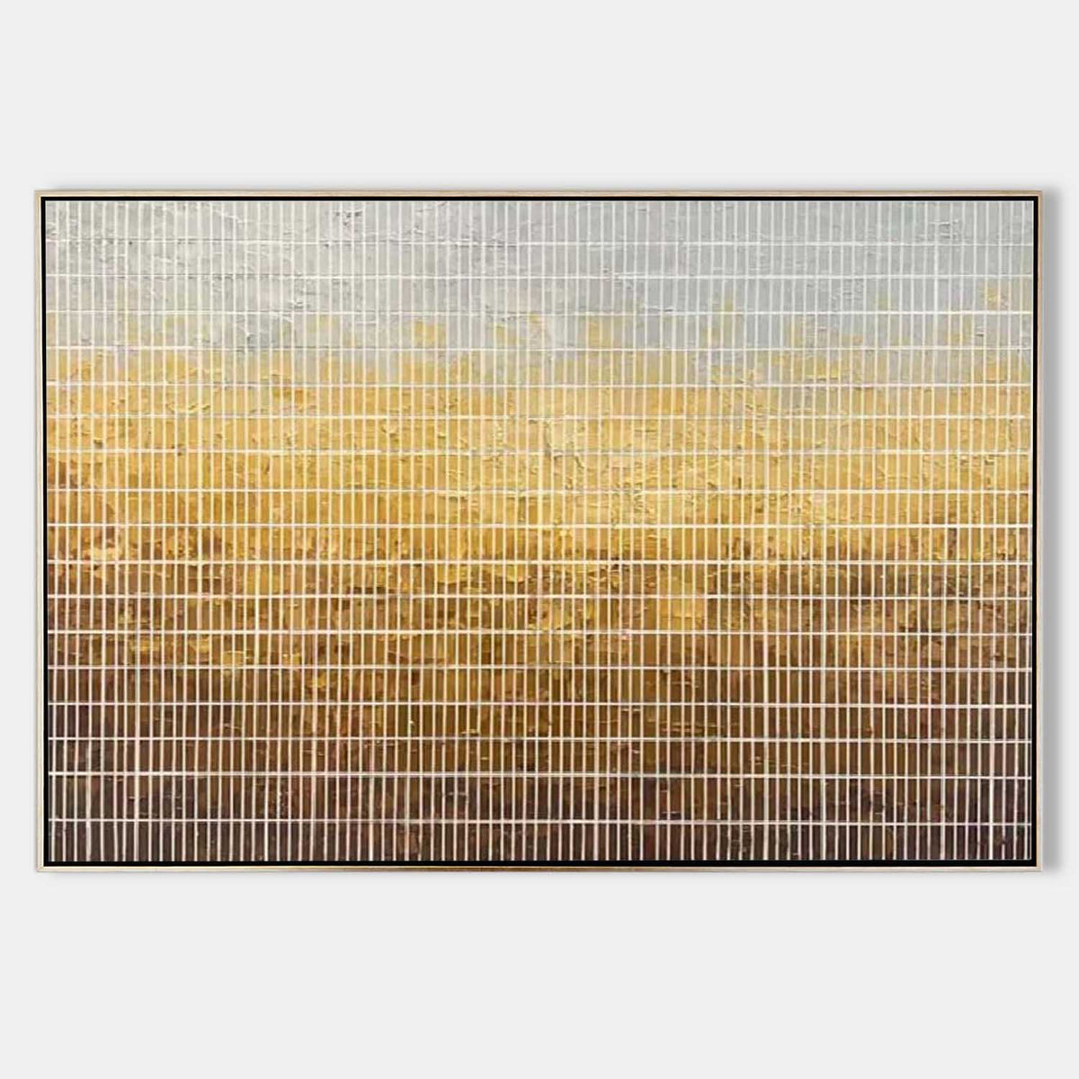 Abstract Warm Gold and Neutral Oil Painting