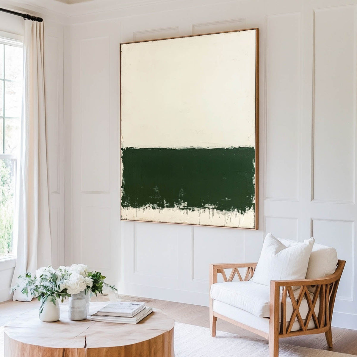 Field Deep Green and Cream Oil Painting