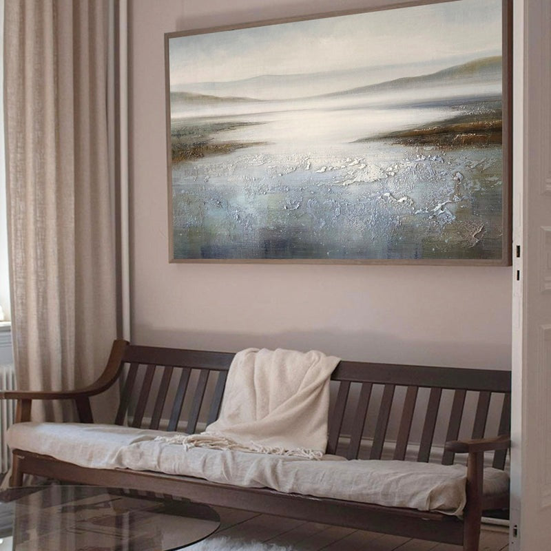 Misty Lake Landscape Painting Horizontal